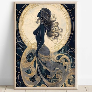 Arte de parede de Afrodite, impressão da deusa grega da beleza, decoração feminina divina, pintura inspirada na Grécia antiga, pôster da mitologia grega