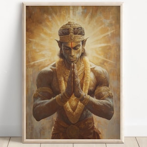 Hanuman Art, Lord Hanuman, Jai Bajarang Bali, Hanuman Art, Hindu God,  Hindu God Wall Art, Indian God, Canvas Print, Poster Print