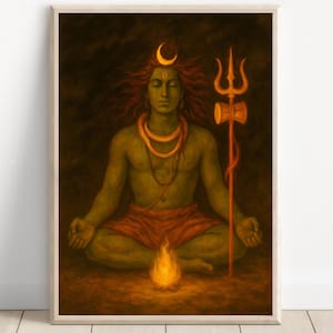 Art mural Shiva, dieu Shiva, dieu hindou, art Shiv, dieu indien, art mural Shiva, peinture Shiv, Mahadev, impression d&#39;affiche, toile