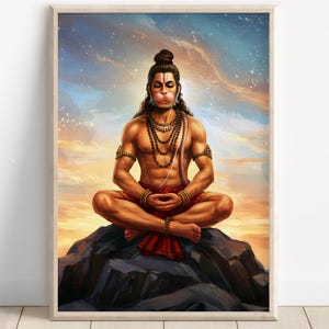 Hanuman Art, Lord Hanuman, Jai Bajarang Bali, Hanuman Art, Hindu God,  Hindu God Wall Art, Indian God, Canvas Print, Poster Print