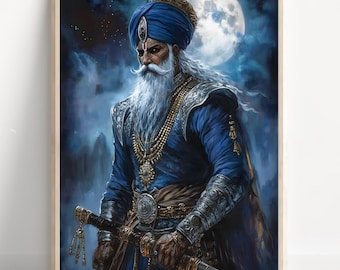 Khalsa Warrior, Sikh Art Print, Bold Warrior, Traditional Artwork, Spiritual Wall Art, Vibrant Punjab Heritage, Martial Sikh History