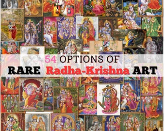 Leinwand - Radha Krishna - Hinduistisches Göttliches Paar | Love & Devotion Dekor für Tempel, Meditationsraum oder Zuhause