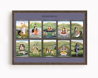 三人の女神ビンテージ スタイルのインドのヒンドゥー教の宗教的な