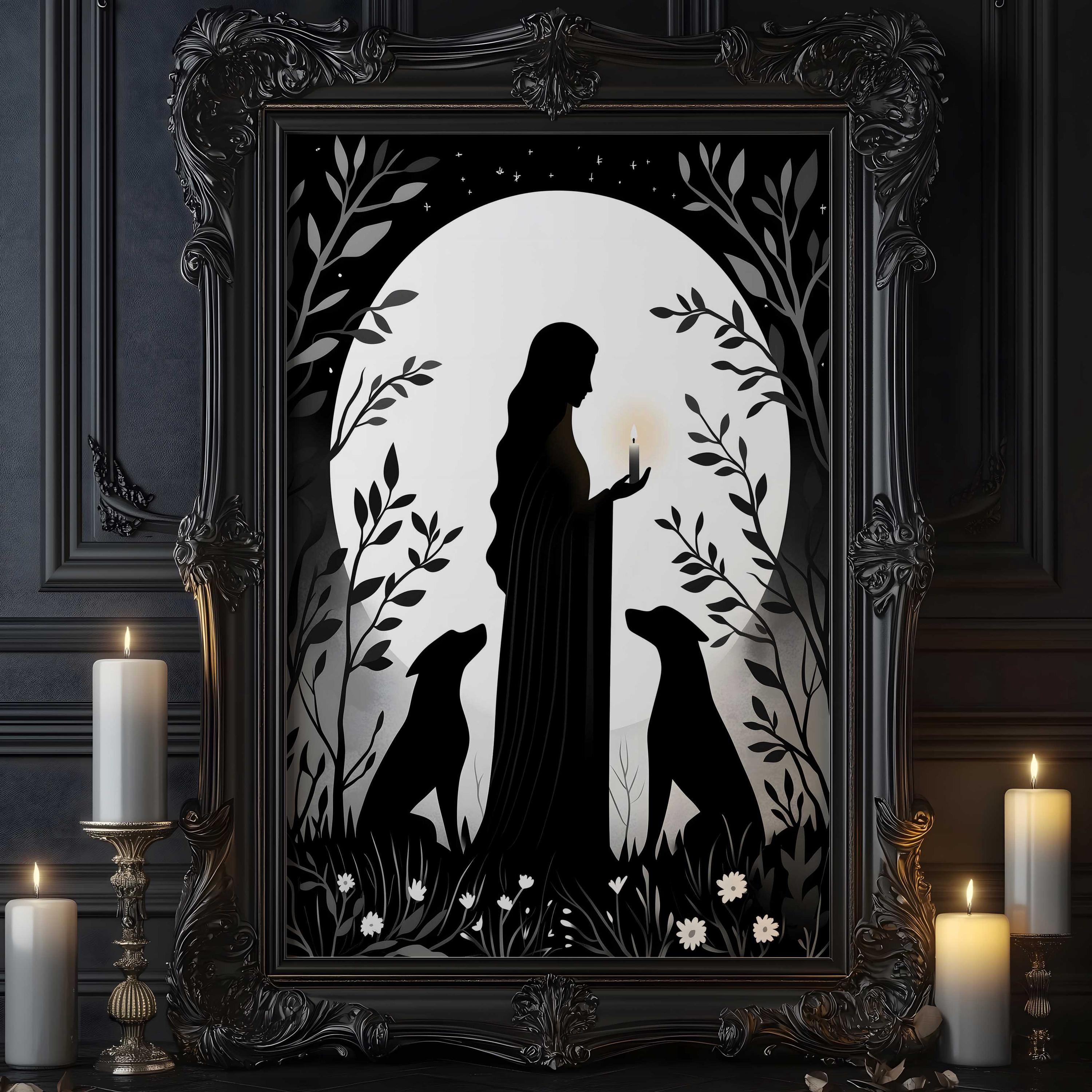Hecate Wall Art, Greek Goddess of Magic and Witchcraft, Art Nouveau Decor, Divine Feminine Artwork, Greek Mythology Art, Greek Goddess