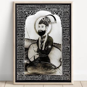 Sikh Art | Guru Gobind Singh | Tenth Sikh Guru from 1675 to 1708 | Vintage Art Painting | Religious Art | Print | Canvas