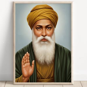 Sikh Art | Guru Nanak Dev | First Sikh Guru from 1469 to 1539 | Sikh Art Painting | Religious Art | Print | Canvas