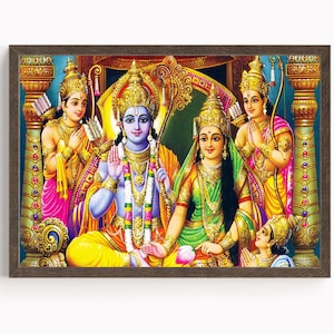 Ram Darbar, Rama&#39;s Assembly, Hindu God Wall Art, Raja Ravi Varma, Vintage  Art, Indian God, Poster Print, Canvas