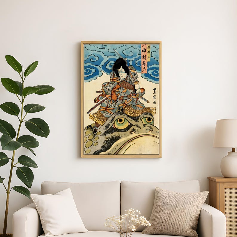 Jiraiya Giant Frog Samurai Print, Japanese Ukiyo-e Art, Kabuki Ninja ...