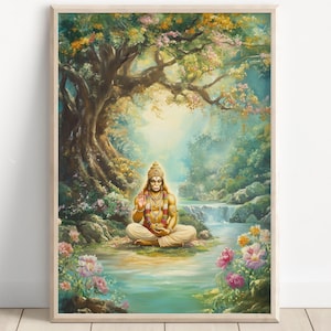 Hanuman Art, Lord Hanuman, Jai Bajarang Bali, Hanuman Art, Hindu God,  Hindu God Wall Art, Indian God, Canvas Print, Poster Print