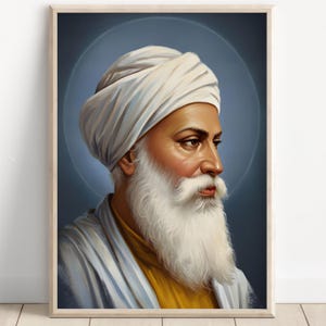 Sikh Art | Guru Nanak Dev | First Sikh Guru from 1469 to 1539 | Sikh Art Painting | Religious Art | Print | Canvas