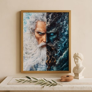 Poseidon Wall Art, God of the sea, Greek gods poster, Greek god decor, Greek gods wall art, Greek mythology, Greek god Poseidon art