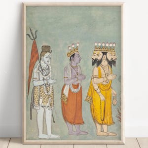 Vishnu, Shiva and Brahma, Trimurti, Hindu God Wall Art, Indian God, Poster Print, Canvas