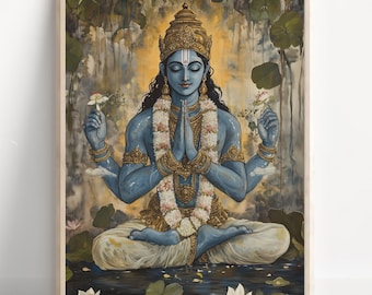 ヴィシュヌアート、ヒンドゥー教の神の壁アート、ヴィシュヌ、インドの