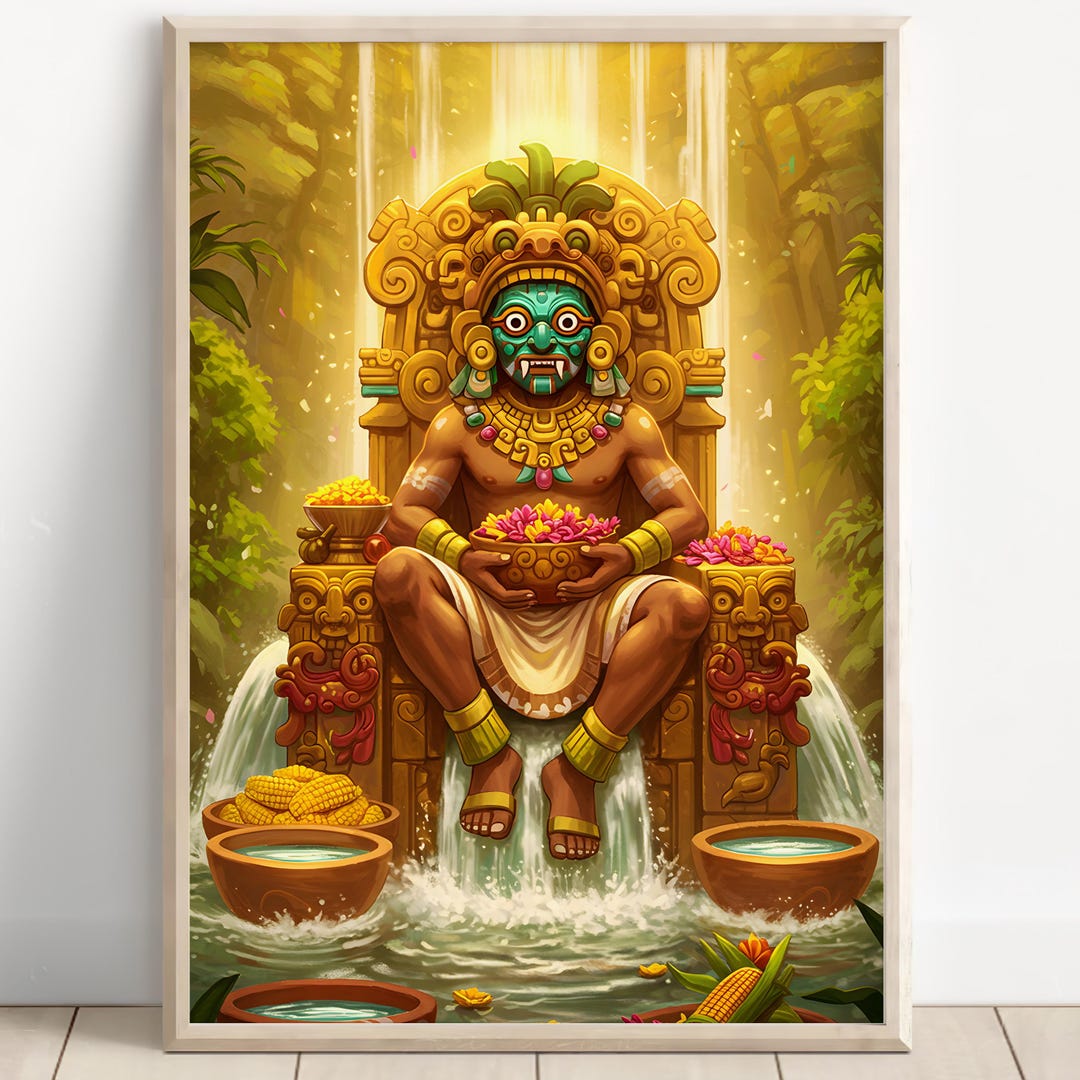 Aztec Wall Art, Tlaloc Art, Aztec God of Rain Decor, Aztec Mythology ...