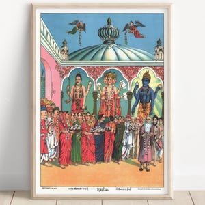 Vishnu, Brahma and Shiva, Holy Trinity, Hindu God Wall Art, Indian God, Poster Print, Canvas