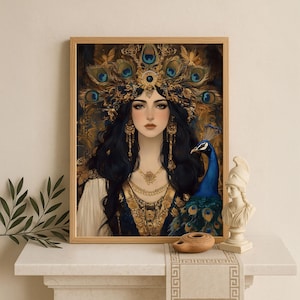 Hera Wall Art, Greek Goddess of Marriage and Queenship, Mythology Inspired Print, Divine Feminine Decor, Greek Mythology Poster