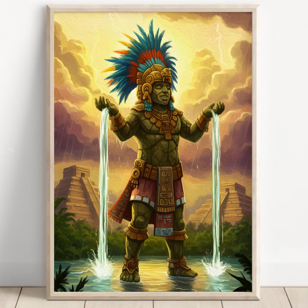 Aztec Wall Art, Tlaloc Art, Aztec God of Rain Decor, Aztec Mythology ...