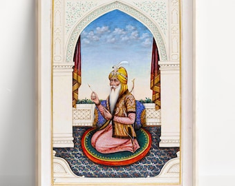 Sikh Art | Maharaja Ranjit Singh | Sher-e-Punjab | First Maharaja of the Sikh Empire |Vintage Art Painting | Print | Canvas