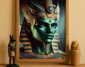 Egyptian God Osiris Print, Osiris Wall Art, Ancient Egyptian Mythology Decor, God of the Afterlife Artwork, Egyptian Art Print