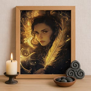 Brigid Celtic Goddess Wall Art, Irish Mythology Print, Goddess of Fire and Forge, Celtic Tonalism Decor, Sacred Feminine Pagan Artwork