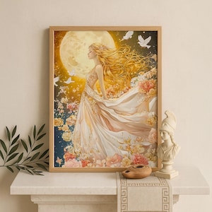 Aphrodite Wall Art, Greek Goddess of Beauty Print, Divine Feminine Decor, Ancient Greece-Inspired Painting, Greek Mythology Poster