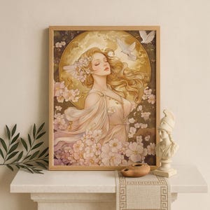 Aphrodite Wall Art, Greek Goddess of Beauty Print, Divine Feminine Decor, Ancient Greece-Inspired Painting, Greek Mythology Poster