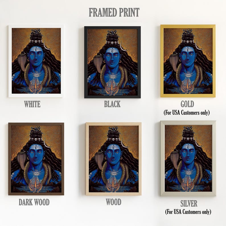 Lord Shiva Wall Art Mahadev Portrait Trippy Hindu God Painting Divine ...