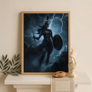 Athena Wall Art, Goddess Athena Canvas, Greek Goddess of the War, Greek Mythology Poster, Ancient Greece Poster, Divine Feminine Decor