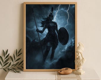 Athena Wall Art, Goddess Athena Canvas, Greek Goddess of the War, Greek Mythology Poster, Ancient Greece Poster, Divine Feminine Decor