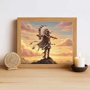 Aztec Wall Art, Ehecatl Art, Aztec God of Wind Decor, Aztec Mythology Artwork, Mexican Aztec Art, God of Breeze and Air