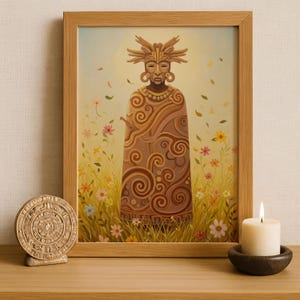 Aztec Wall Art, Ehecatl Art, Aztec God of Wind Decor, Aztec Mythology Artwork, Mexican Aztec Art, God of Breeze and Air