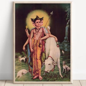 Lord Dattatreya, Brahma, Vishnu and Shiva,  Hindu God, Indian God, Poster Print, Canvas