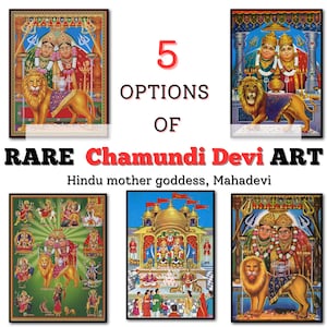 Arte mural de Chamundi Devi: la feroz diosa hindú de la protección. Póster o lienzo. Decoración espiritual Chamundeshwari para templos o hogares.