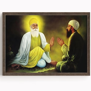 Sikh Art | Guru Nanak Dev | Ik Omkaar | Mool Mantar | First Sikh Guru from 1469 to 1539 | Religious Art | Vintage Art | Print | Canvas