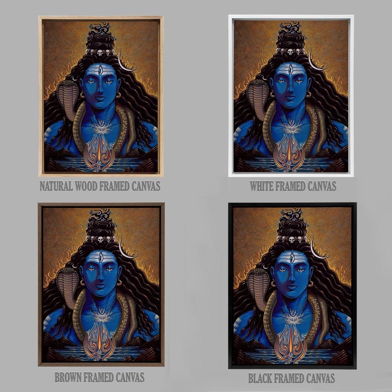 Lord Shiva Wall Art Mahadev Portrait Trippy Hindu God Painting Divine ...