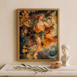 Dionysus Wall Art, God of wine, festivity, and theater, Greek gods poster, Greek god decor, Greek gods wall art, Greek god Dionysus art
