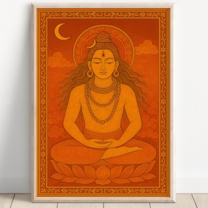 Art mural Shiva, dieu Shiva, dieu hindou, art Shiv, dieu indien, art mural Shiva, peinture Shiv, Mahadev, impression d&#39;affiche, toile