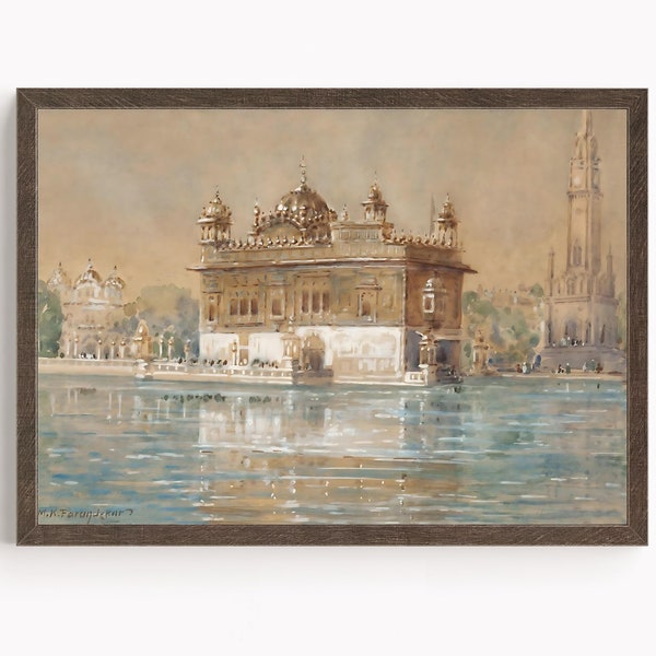 Sikh Art | Golden Temple  | Sri Harmandir Sahib | Vintage Art Painting | Art by M K Parandikar Religious Art | Print | Canvas