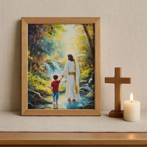 Christian Art, Jesus and Boy, Jesus and Children, Bible Art, Modern Christian Art, Jesus Christ Painting, Jesus Christ, Jesus will save you