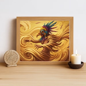 Aztec Wall Art, Ehecatl Art, Aztec God of Wind Decor, Aztec Mythology Artwork, Mexican Aztec Art, God of Breeze and Air
