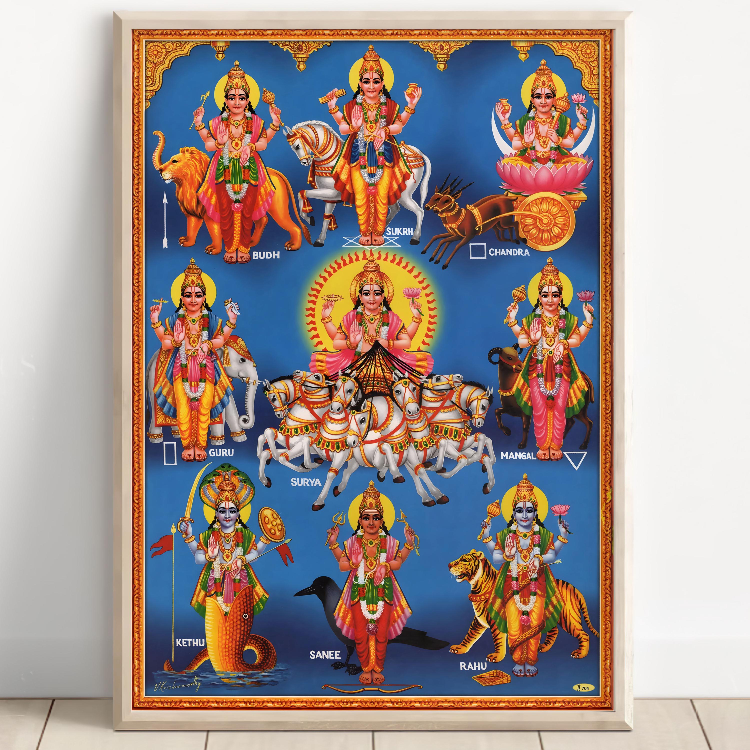 Surya Dev, Lord Surya, Surya, Sun God, Hindu God Wall Art, Indian