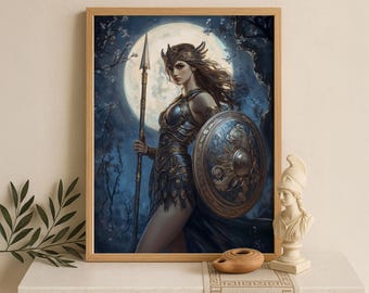 Athena Wall Art, Goddess Athena Canvas, Greek Goddess of the War, Greek Mythology Poster, Ancient Greece Poster, Divine Feminine Decor