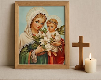 Christian Art, Mother Mary, Baby Jesus, Christ with Mary, Modern Christian Painting, Modern Christian Art, Jesus Christ Painting