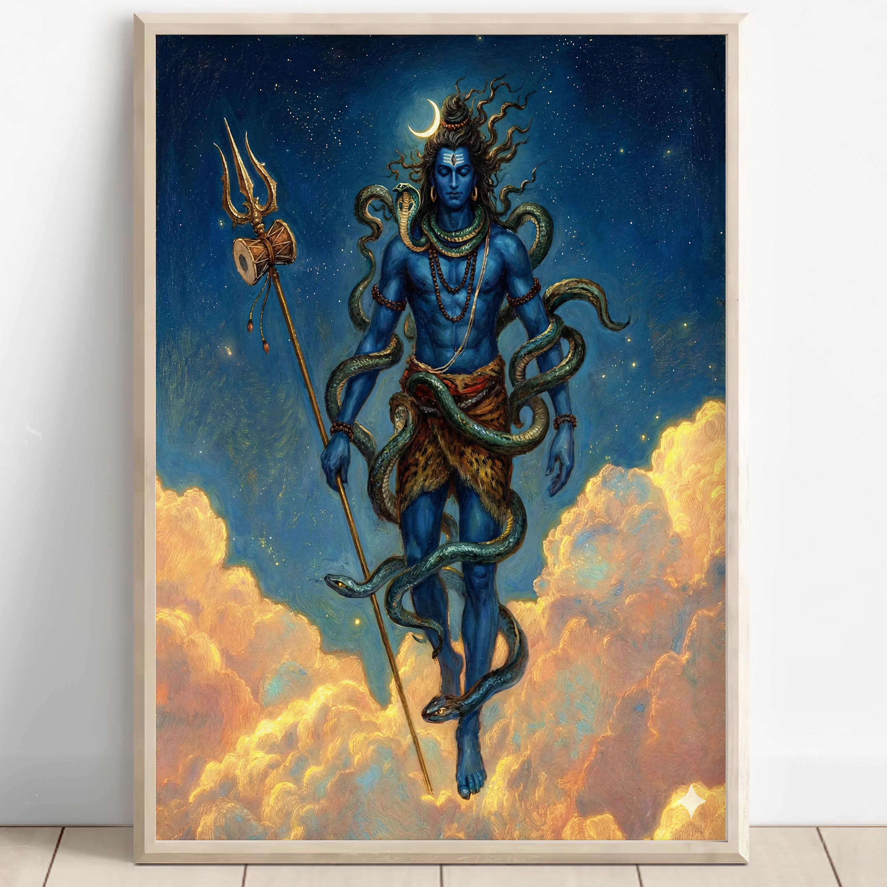 Lord Shiva Wall Art Hindu God Mahadev Painting Cosmic Divine Energy ...