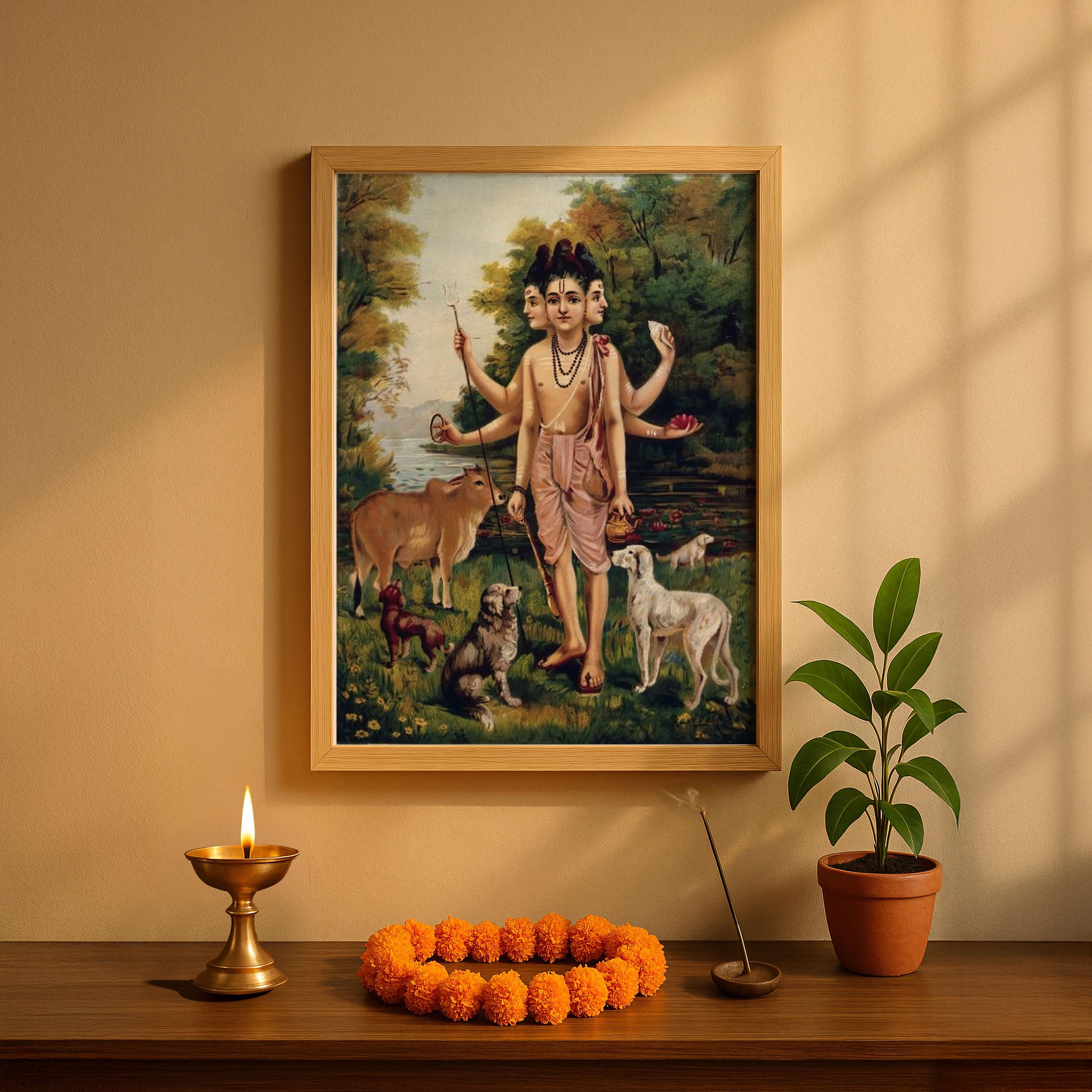 ダッタトレーヤ神、ブラフマー神、ヴィシュヌ神、シヴァ神、ヒンドゥー