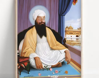 Sikh Art | Guru Ram Das Sahib | Fourth Sikh Guru from 1574 to 1581 | Vintage Art | Religious Art | Print | Canvas