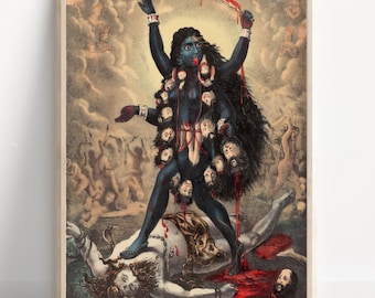 Kali, Goddess Kali, Kali Maa, Hindu Goddess Kali, Kali Art, Kali Mata, Hindu Goddess Wall Art, Goddess, Hindu God, Tantric, Print, Canvas