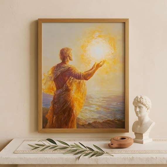 ギリシャ神話のイアーソーン像、47cm ヘリオスの壁アート、太陽神、ギリシャの神々のポスター、ギリシャの