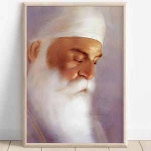 Sikh Kunst | Guru Nanak Dev | Erster Sikh Guru von 1469 bis 1539 | Vintage Kunst Malerei | Religiöse Kunst | Drucken | Leinwand