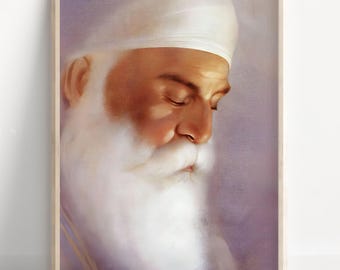 Sikh Art | Guru Nanak Dev | First Sikh Guru from 1469 to 1539 | Vintage Art Painting | Religious Art | Print | Canvas